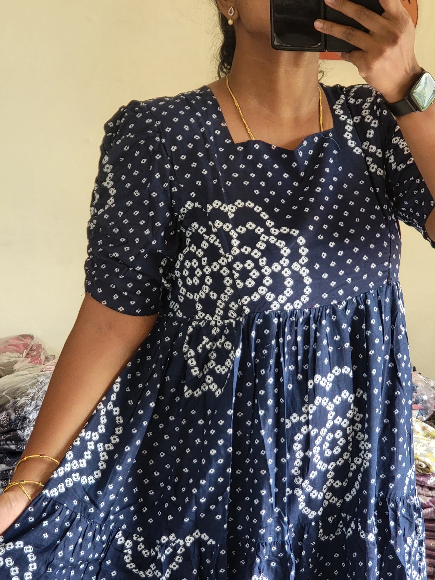Pure cotton 3tire feeding dresses