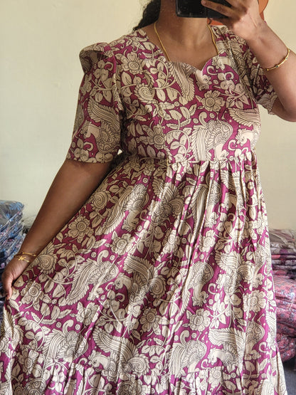 1tire Kalamkaari print feeding kurtis