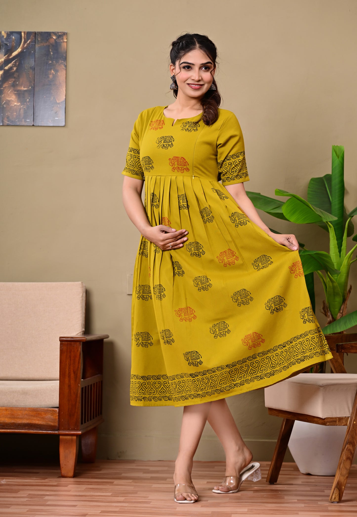 Handblock Anarkali feeding kurtis