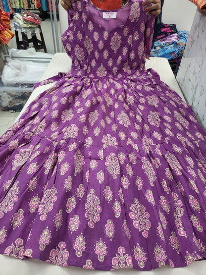 Chanderi silk feeding frocks lav