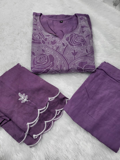 3pc sets embroidery lavender103
