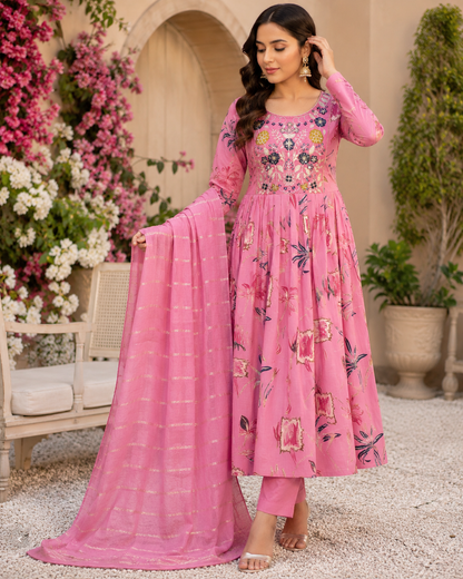3pc sets feeding with embroidery pink