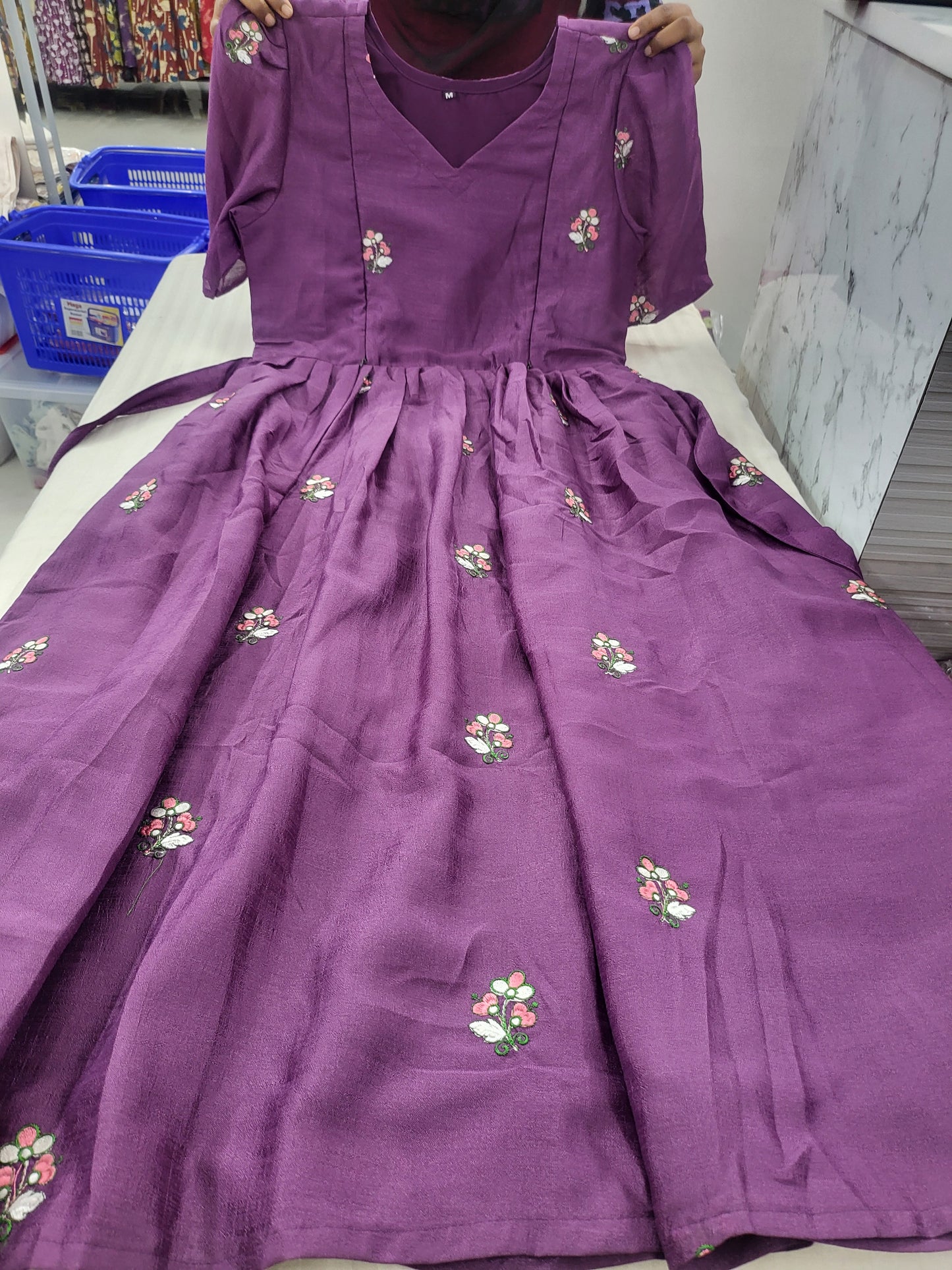 Chinnon silk embroidery lavender
