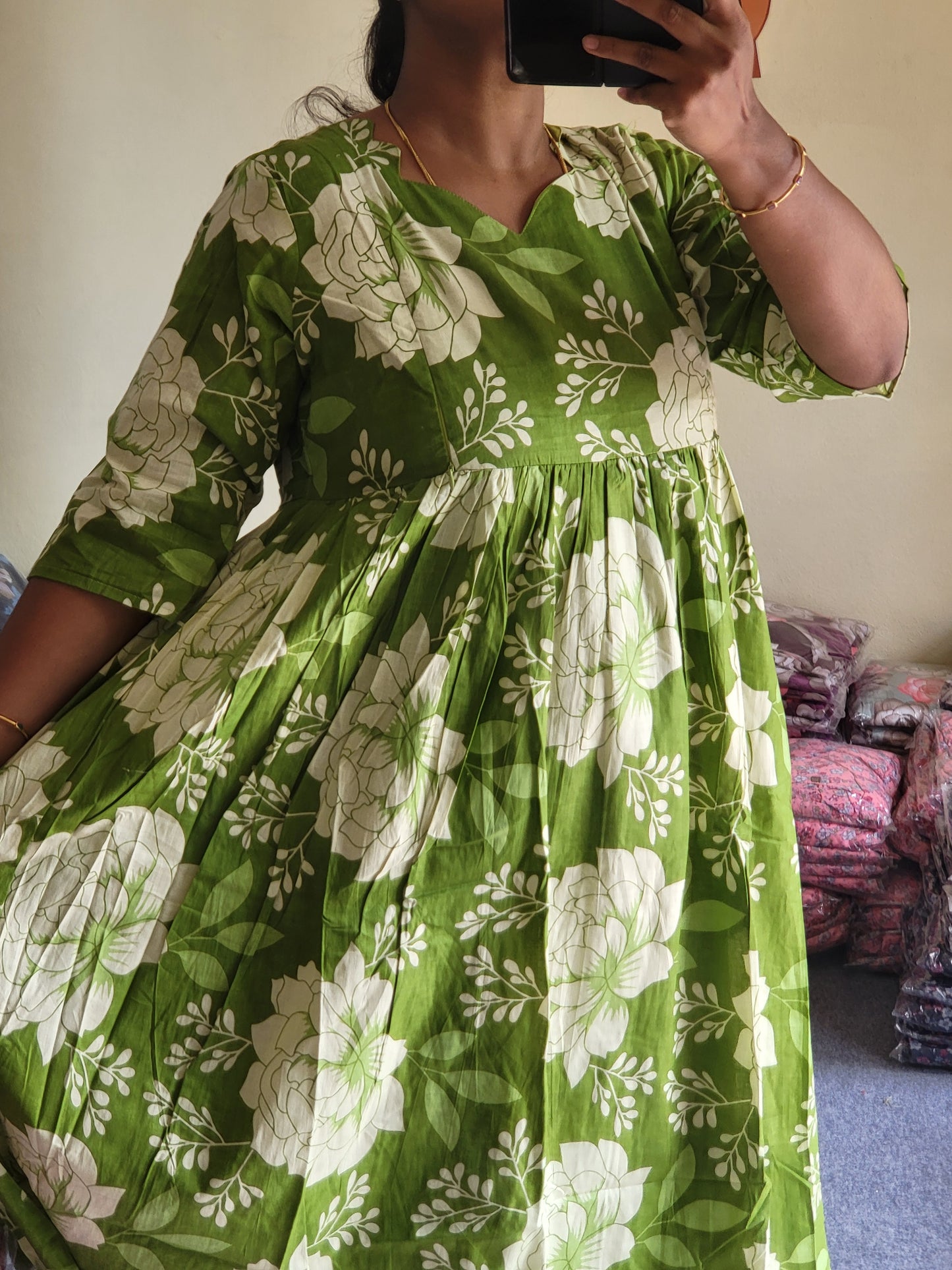 Full lining cotton Anarkali feeding