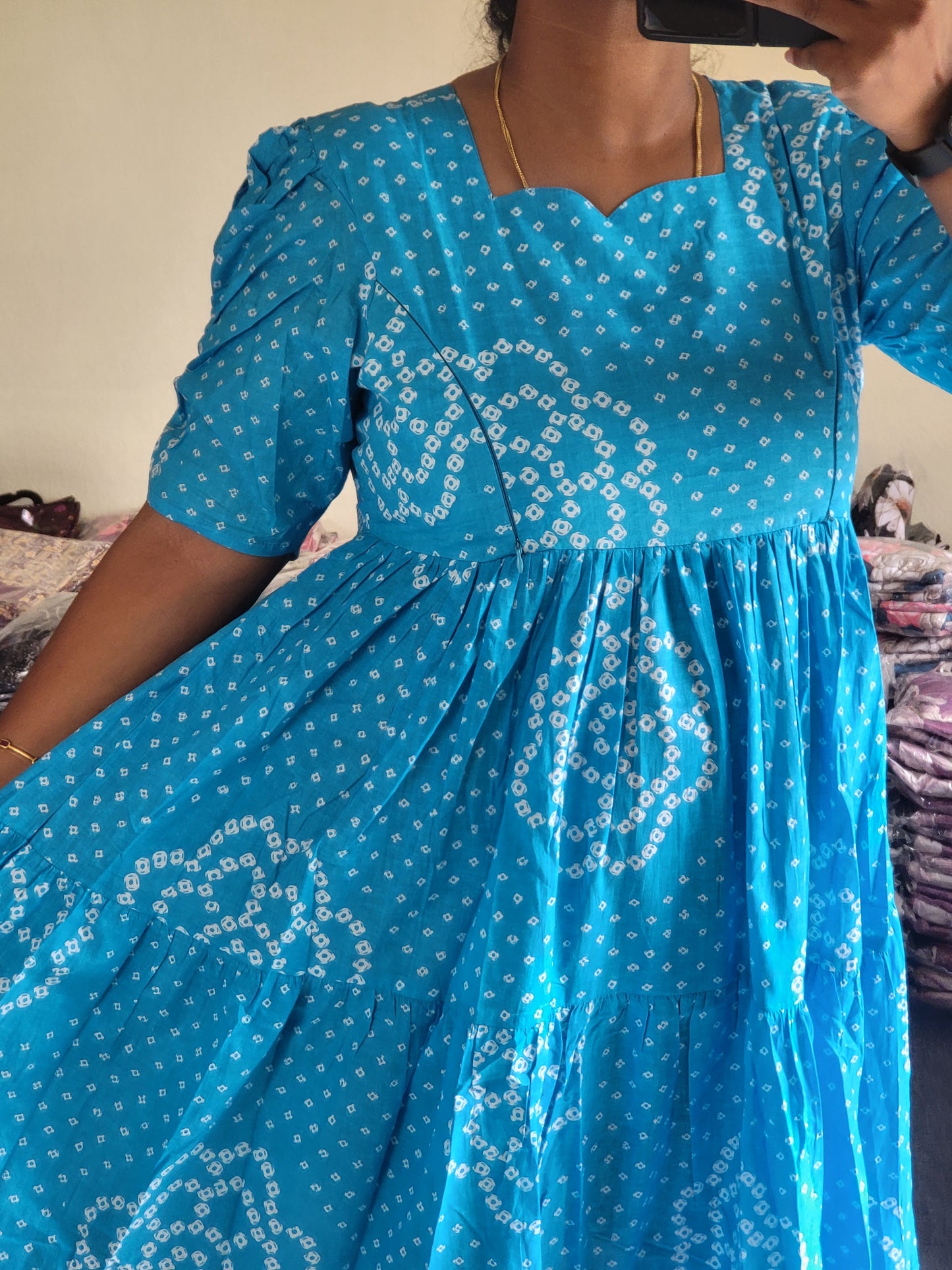 Pure cotton 3tire feeding Anarkali