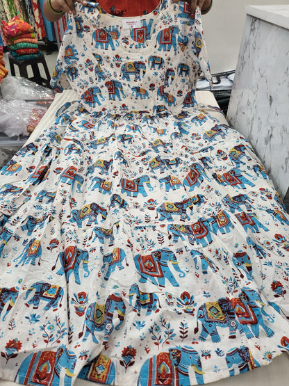 Cotton 3tire elephant print