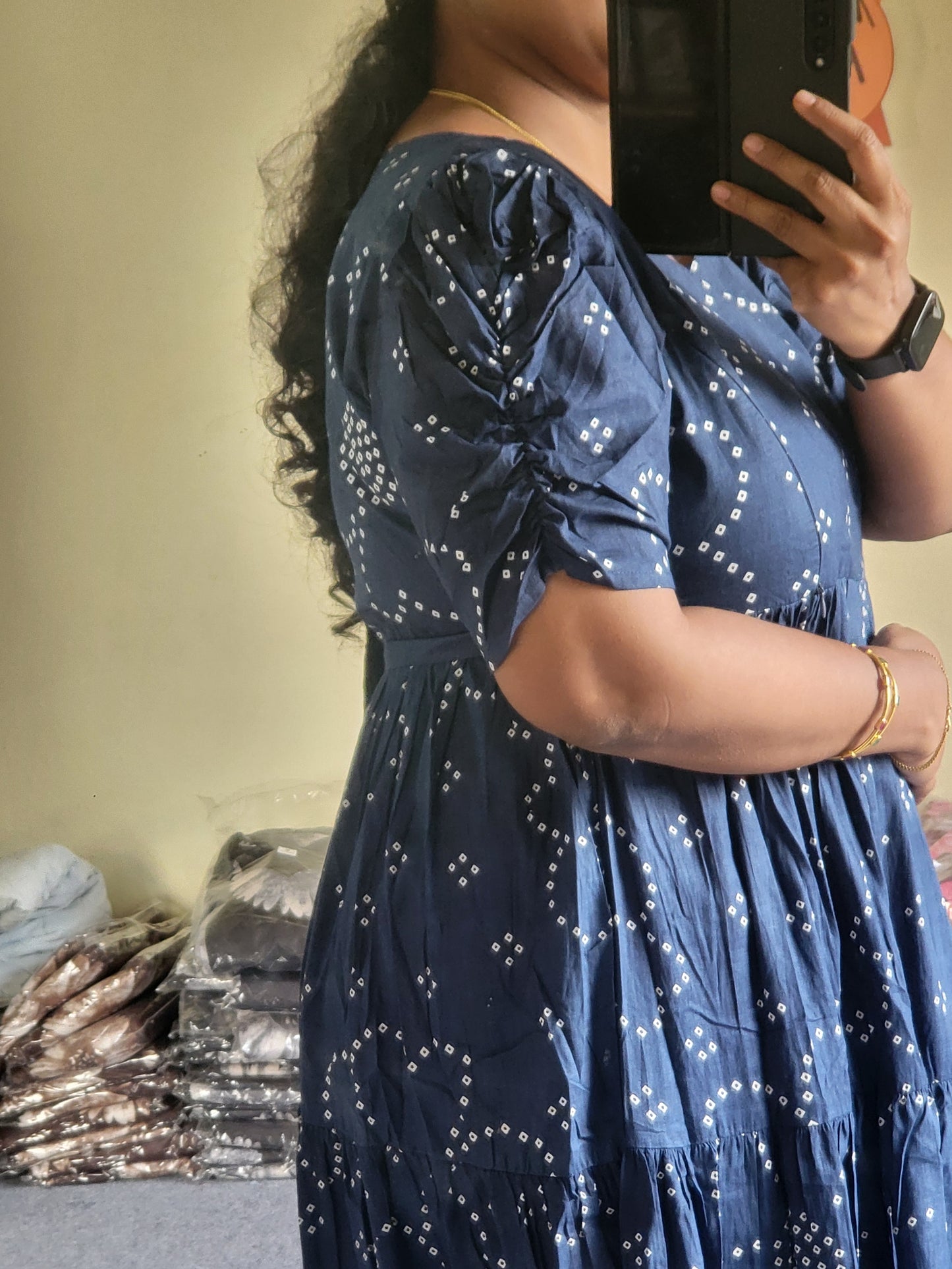 Bandhini prints 3tire feeding kurtis