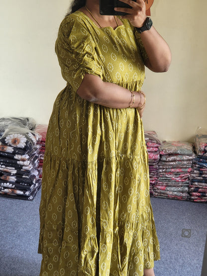 Pure cotton 3tire feeding kurtis