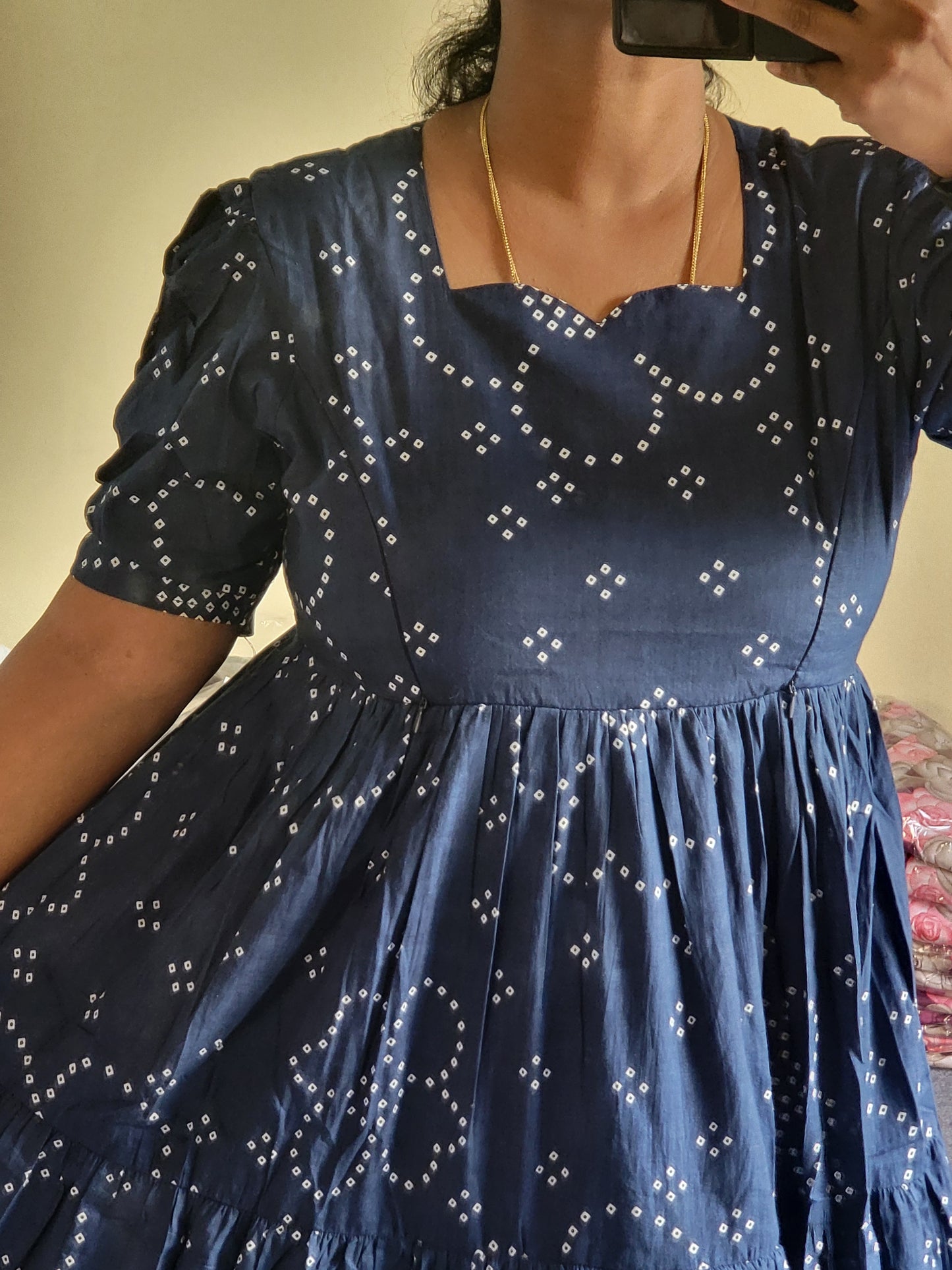 Bandhini prints 3tire feeding kurtis