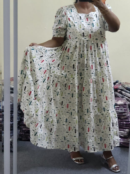 Pure cotton 3tire feeding kurtis
