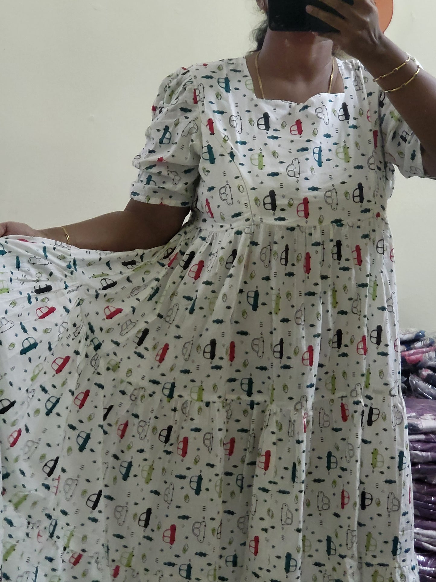 Pure cotton 3tire feeding kurtis