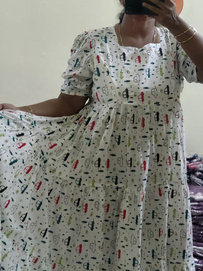 Pure cotton 3tire feeding kurtis