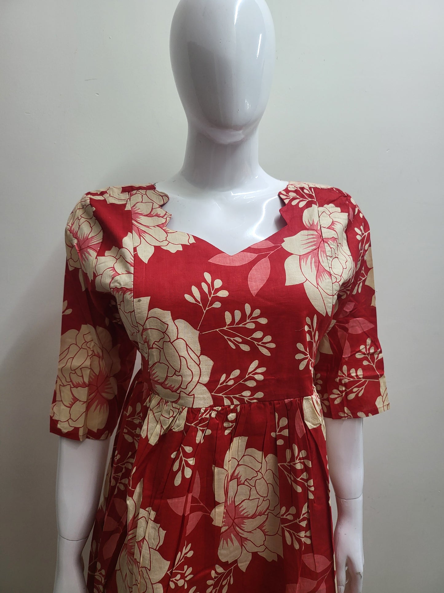 Feeding frock red floral