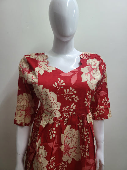 Feeding frock red floral