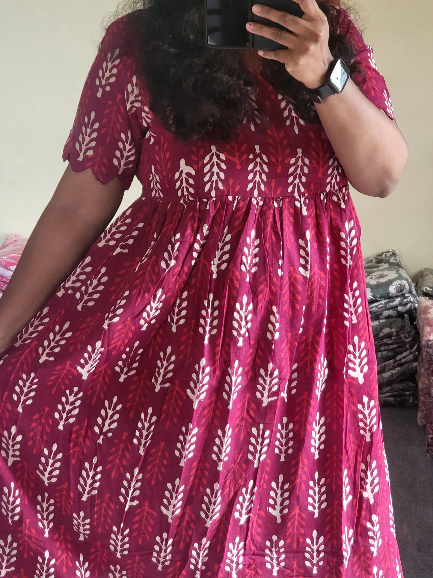 Handblock pure Kalamkaari feeding kurtis