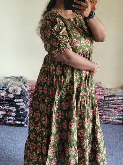Pure cotton 3tire feeding kurtis