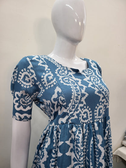 Deltacrepe feeding dresses blu /wht