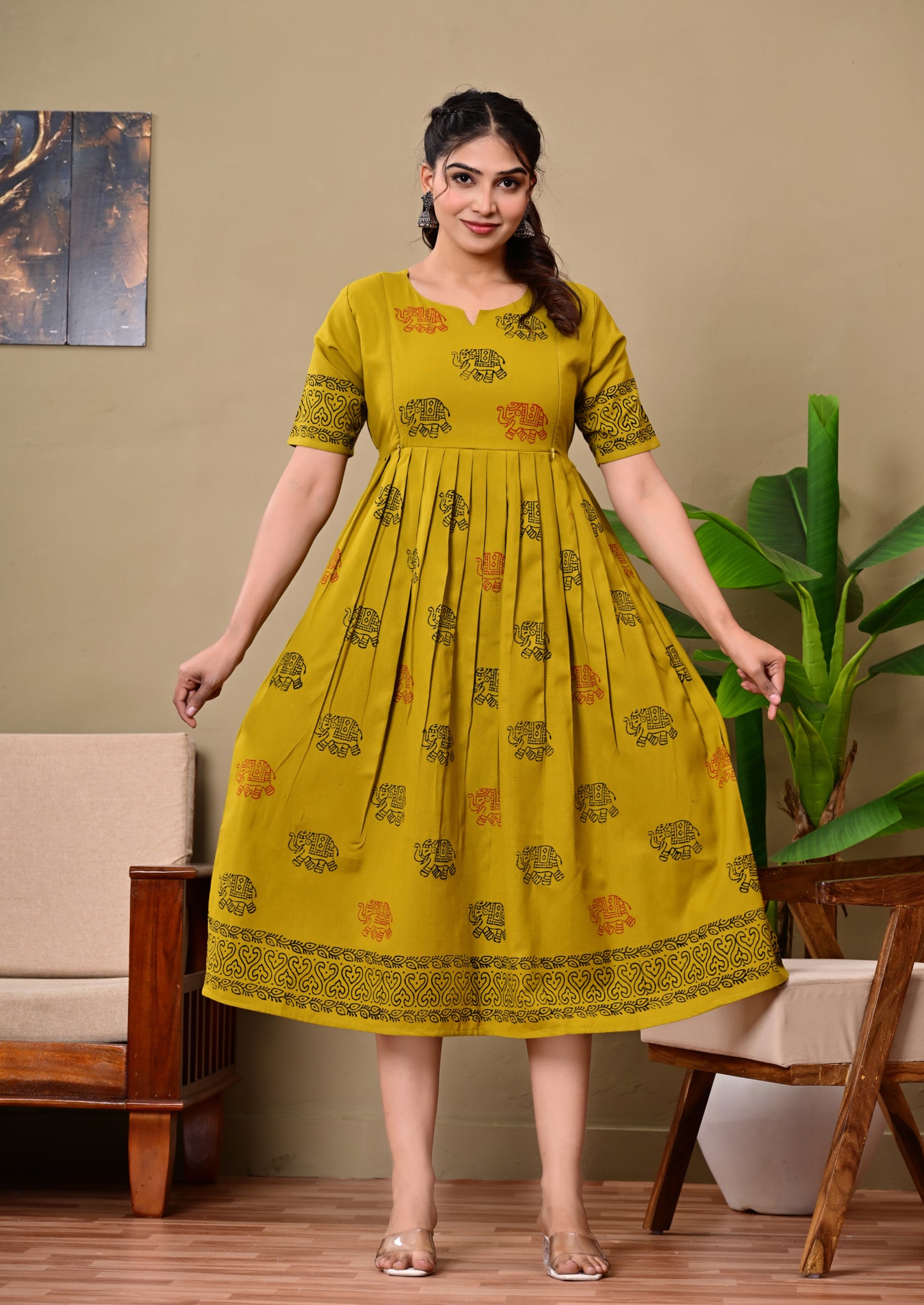 Handblock Anarkali feeding kurtis