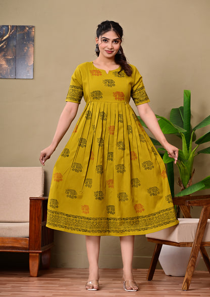 Handblock Anarkali feeding kurtis