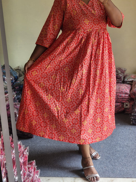 Full lining cotton Anarkali feeding