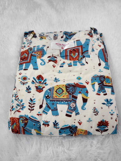 Cotton 3tire elephant print