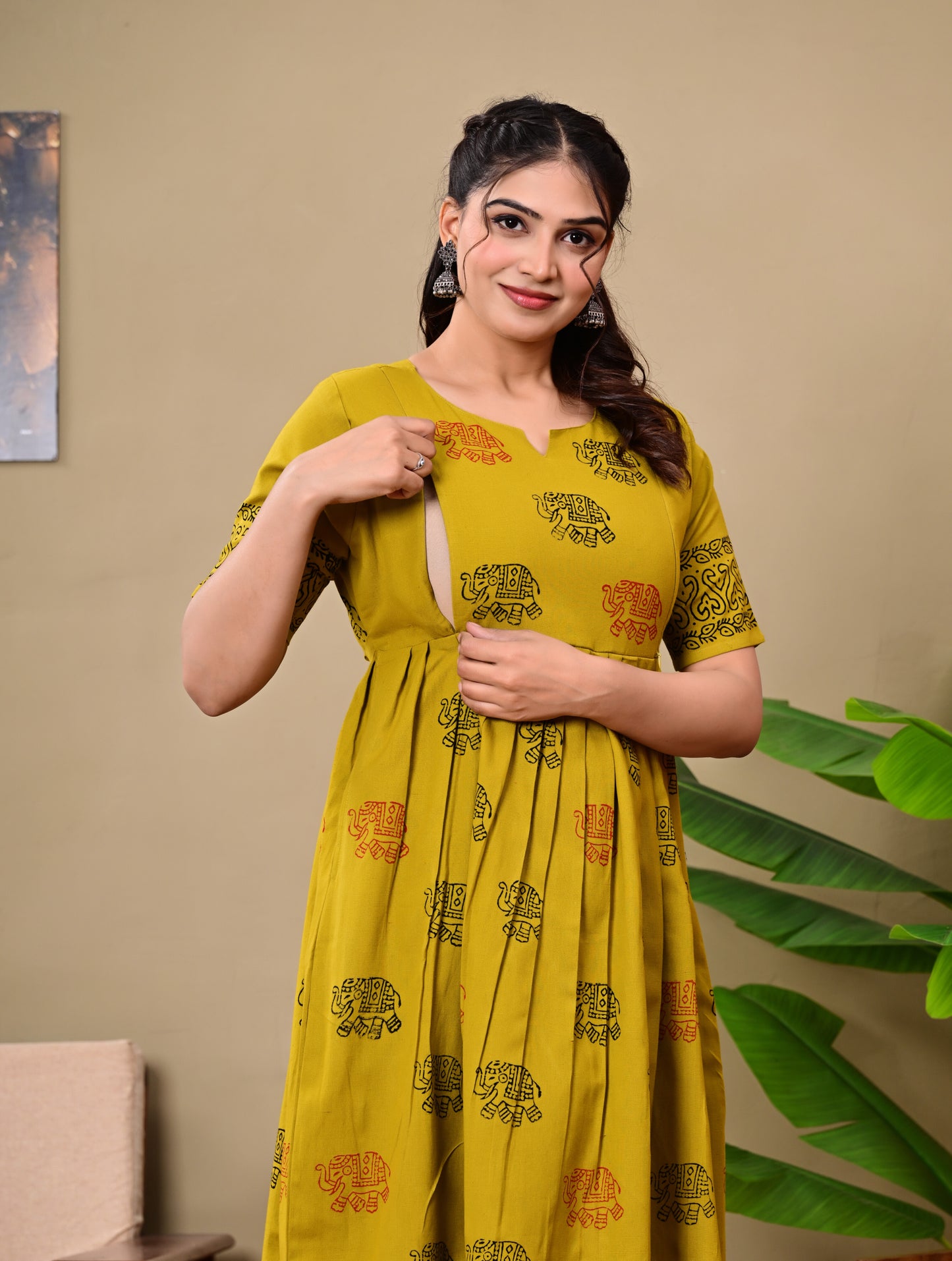 Handblock Anarkali feeding kurtis