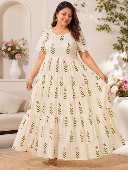 Cotton 3tire feeding kurtis