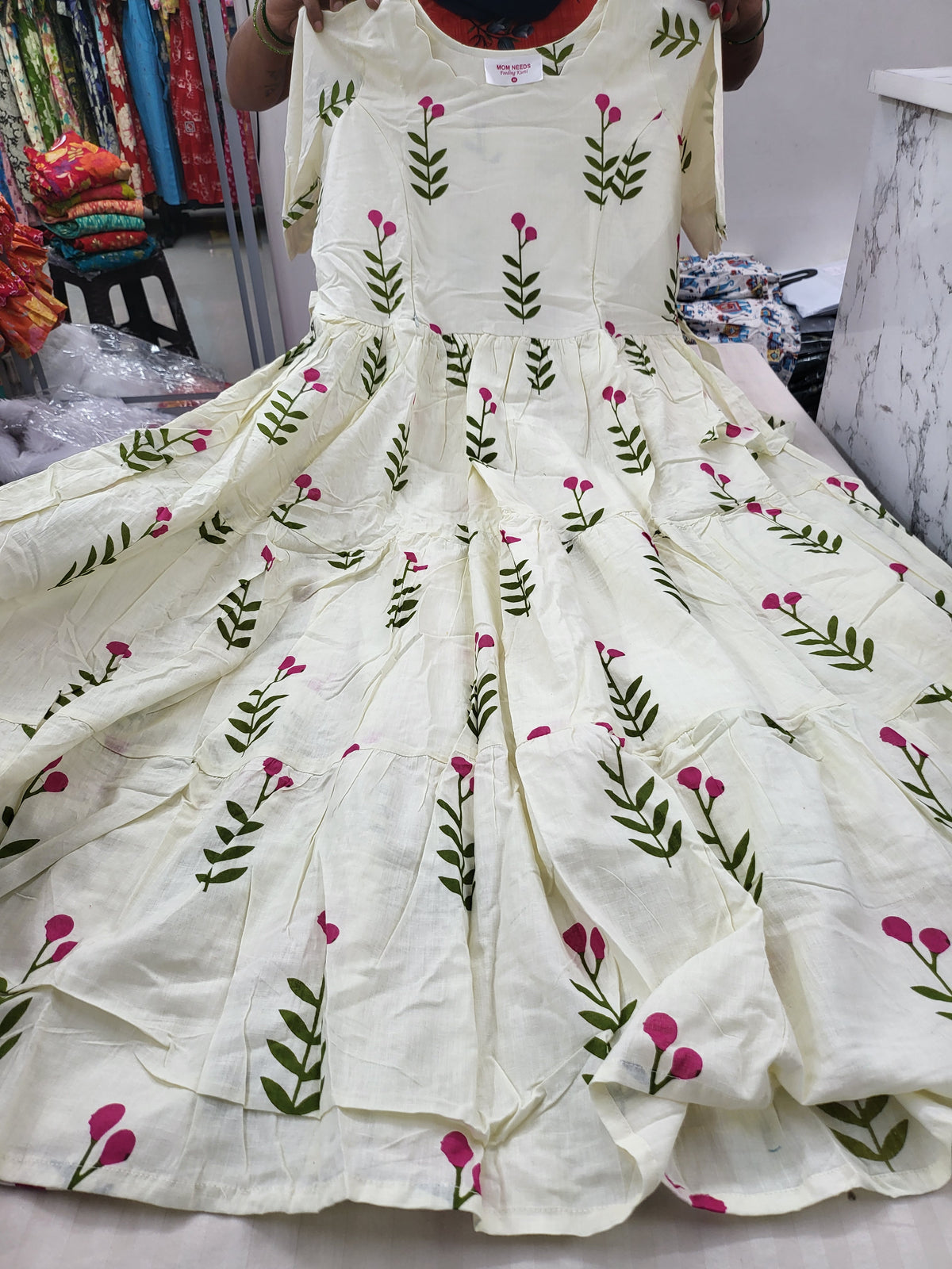 Cotton 3tire feeding kurtis