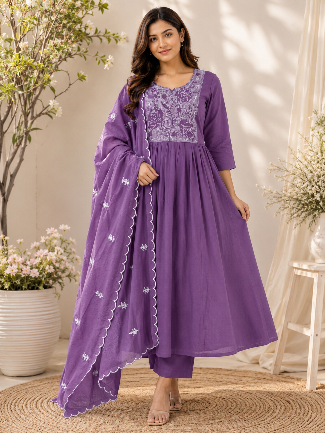 3pc sets embroidery lavender103