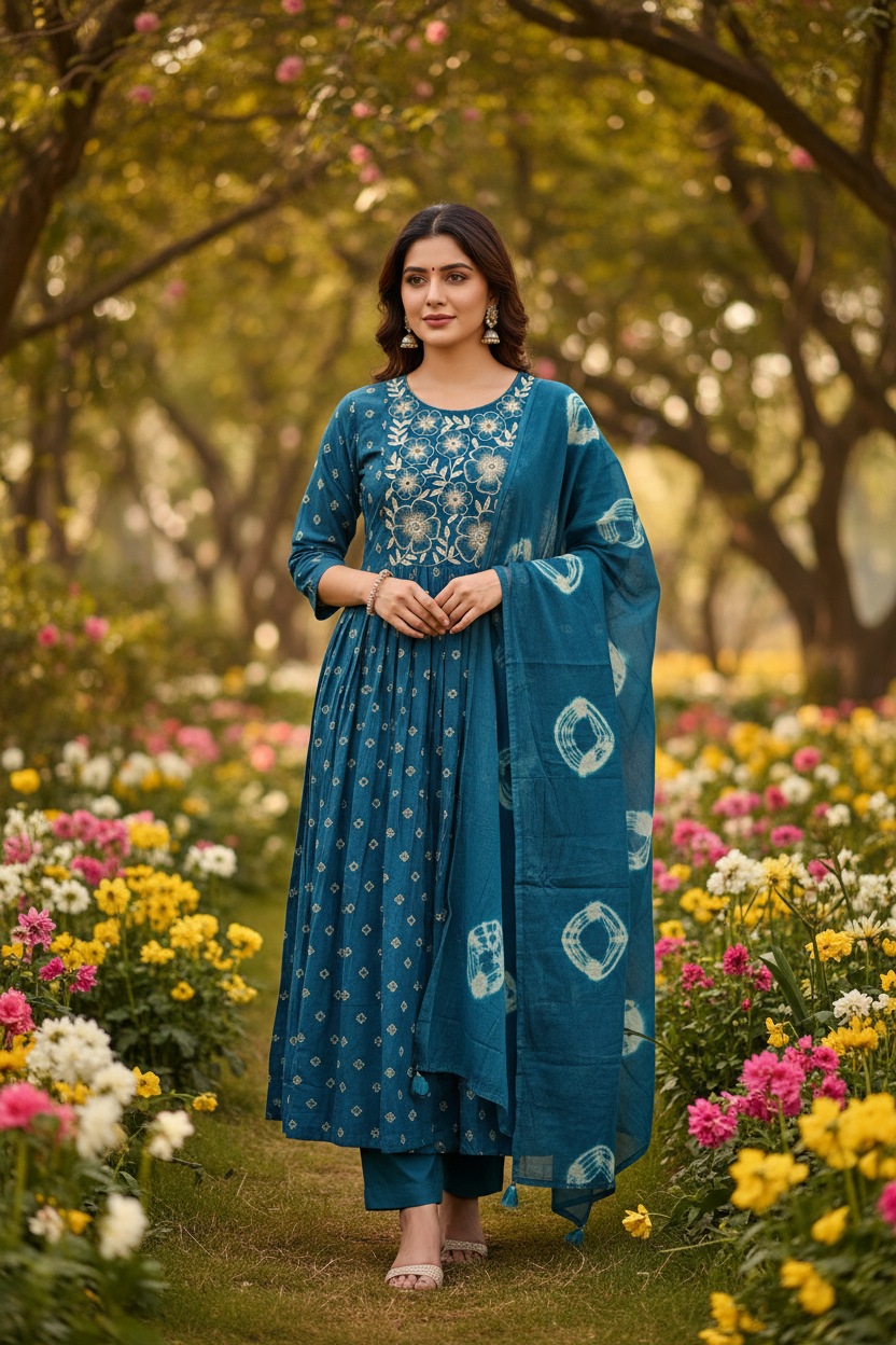 3pc set embroidery blu1