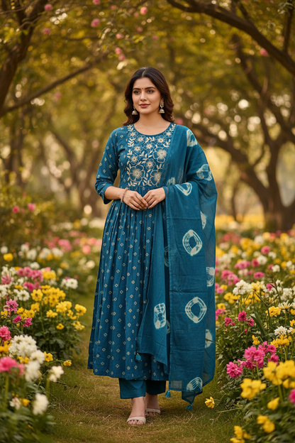 3pc set embroidery blu1