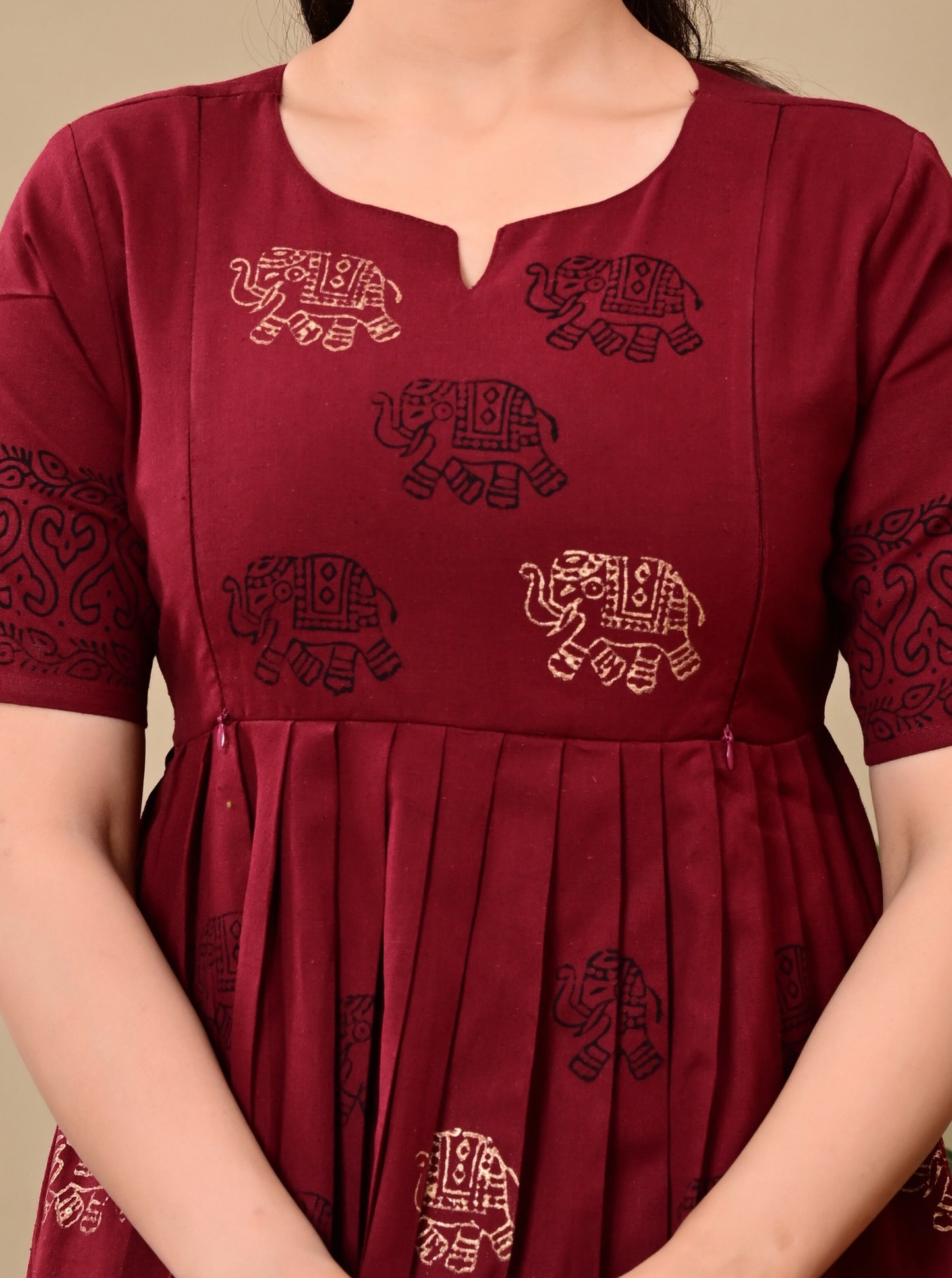 Handblock print feeding Anarkali