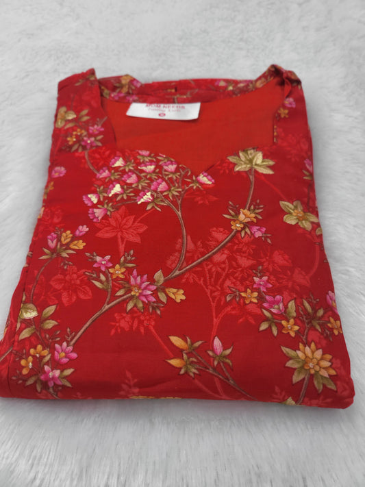 Chanderi silk feeding red4